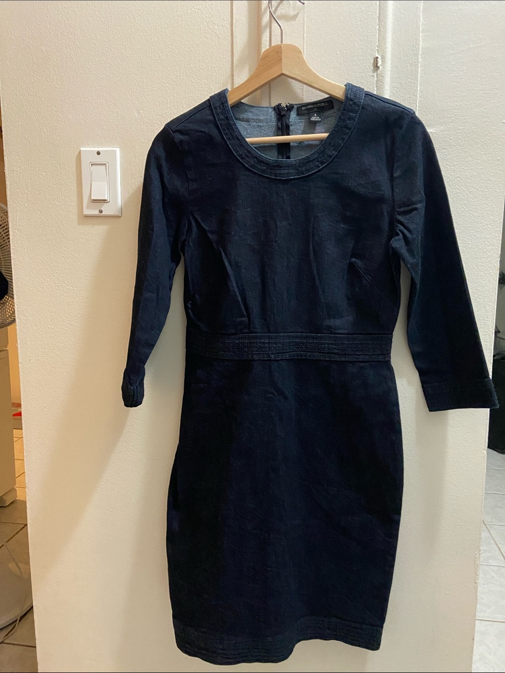 Banana Republic Navy Long Sleeve Sheath Dress